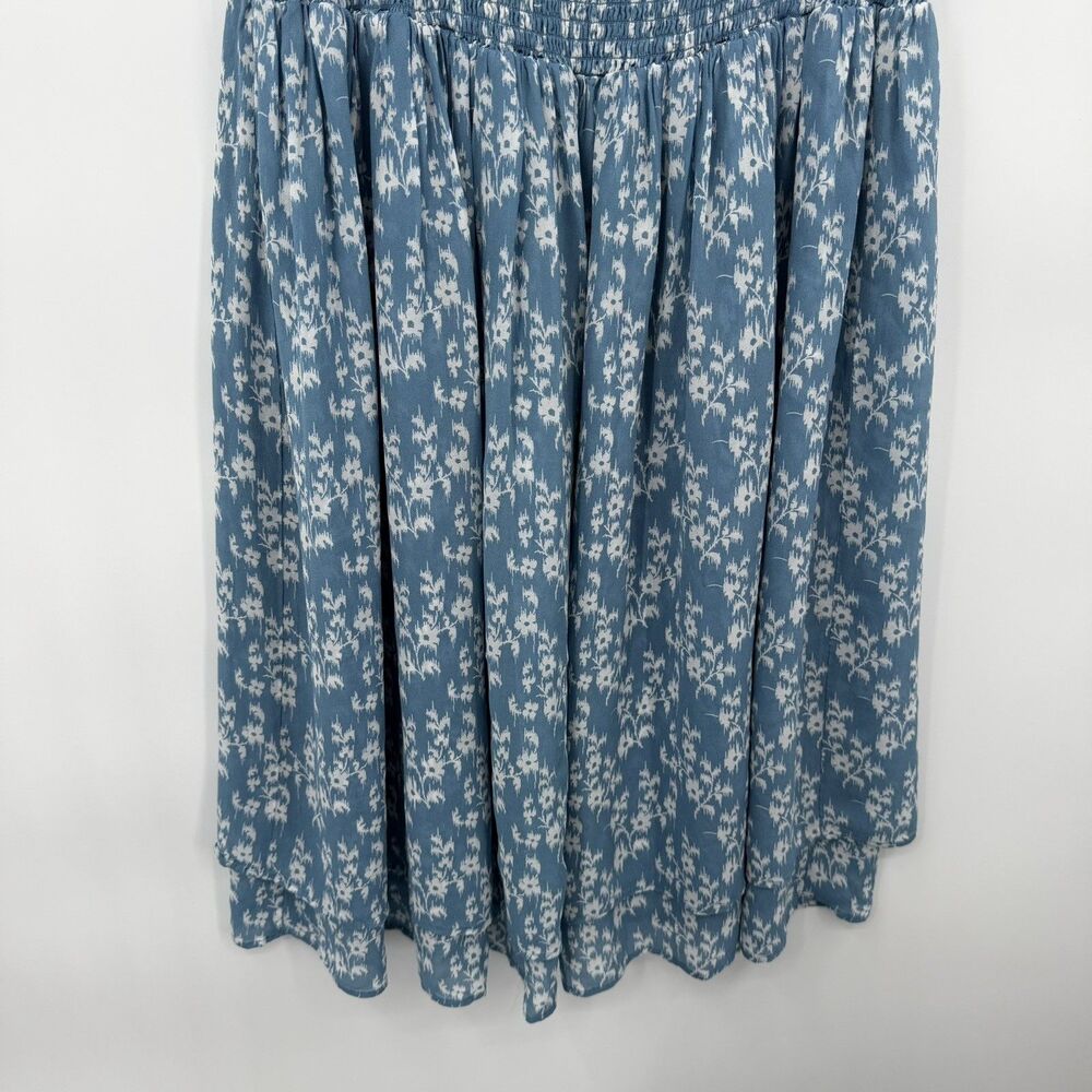 HATCH Cosette Dress Size 3 Blue Floral Smocked Flutter Sleeve Maternity Midi - Picture 6 of 9